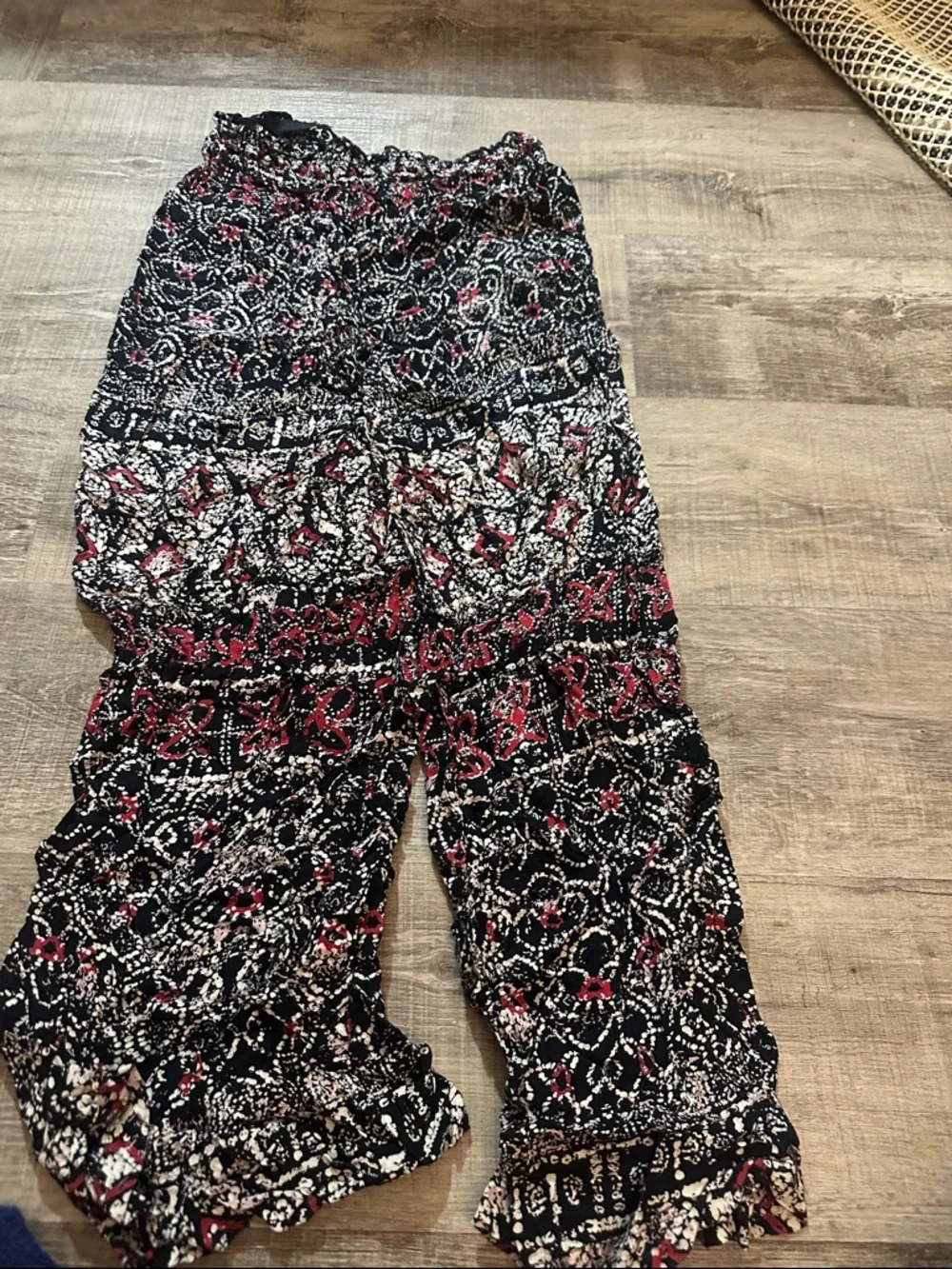 Angie Black Floral Print Top with Cream and Red Accents - Picture 7 of 7